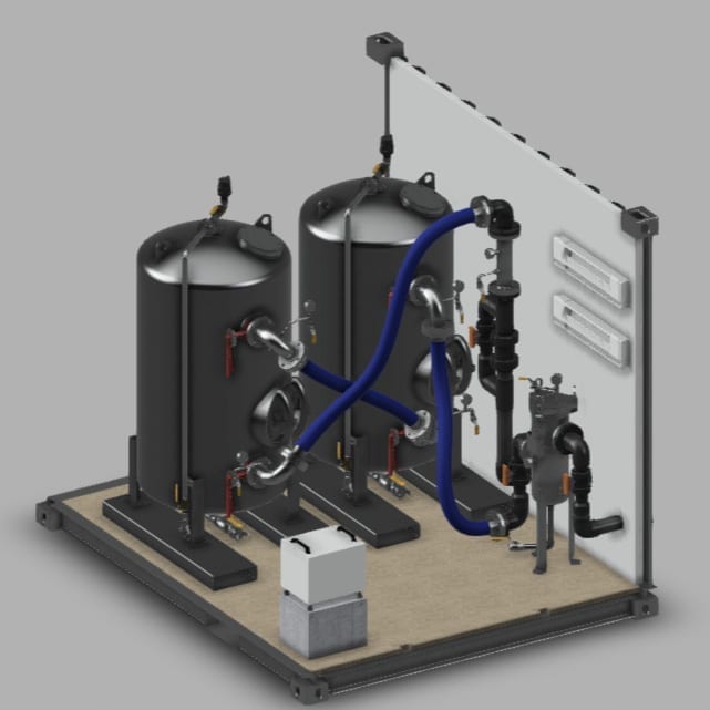 GAC vessel treatment skid for PFAS removal at a military or municipal water facility