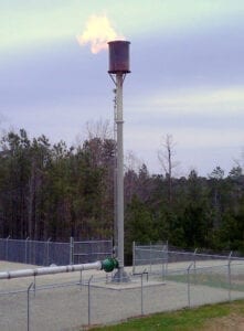 Wake County municipal landfill candlestick flare and gas extraction system